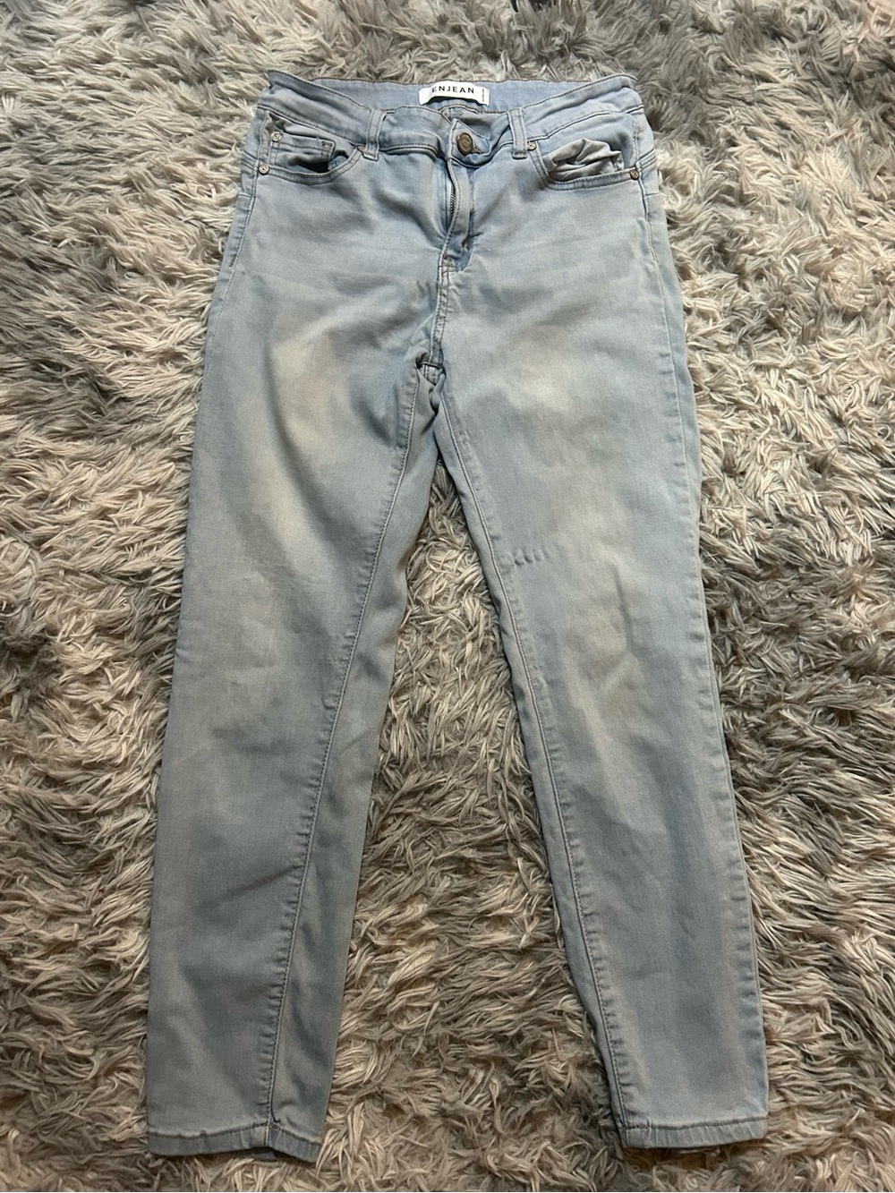 Unjean Women's Light Blue Skinny Jeans - High-Rise Stretch small snag
